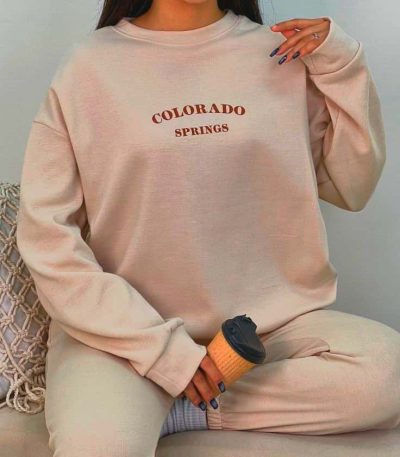 ست دورس و شلوار وارداتی با طرح نوشته اینگلیسی :COLORADO SPRINGS